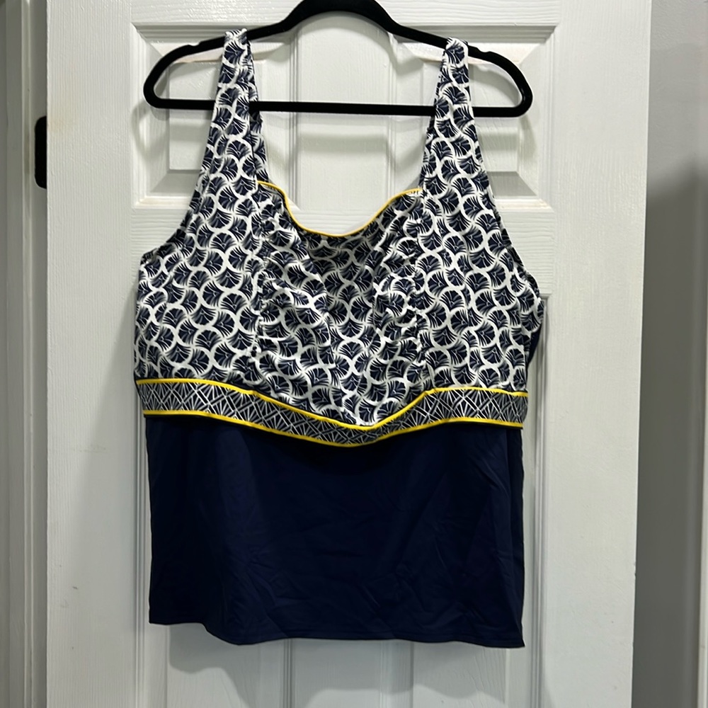 Lands End navy swim top